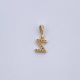 Dije Letra Z 0.55gr / 1.5cm / Circones Blancos Oro Amarillo 18K &