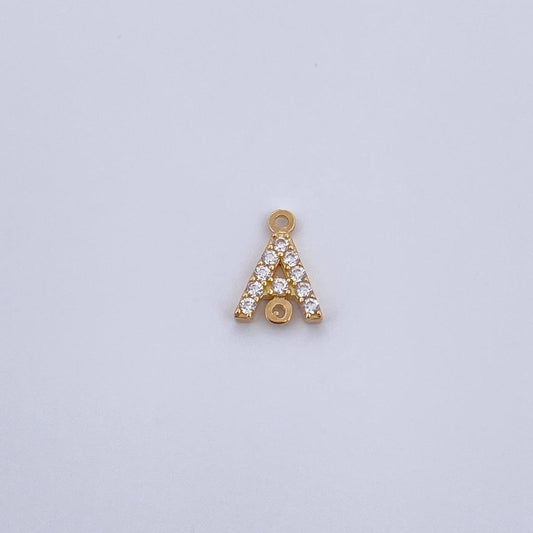 Herraje Letra A 0.4gr / 1cm / Circones Blancos Oro Amarillo 18K &