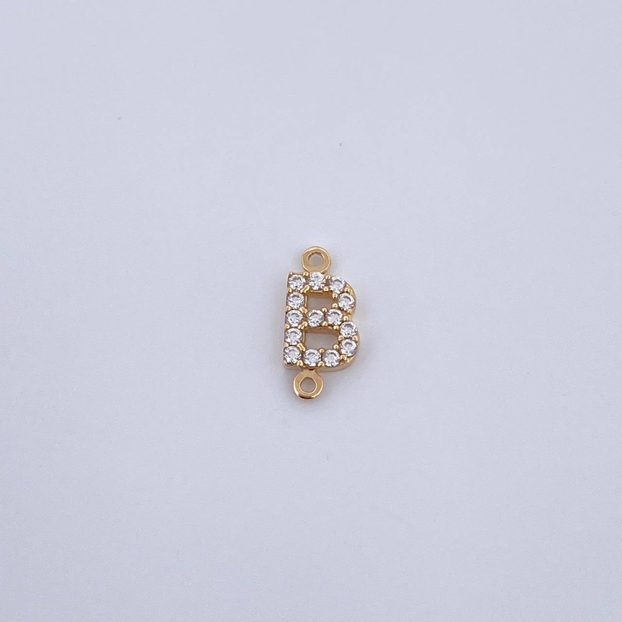 Herraje Letra B 0.5gr / 1cm / Circones Blancos Oro Amarillo 18K &