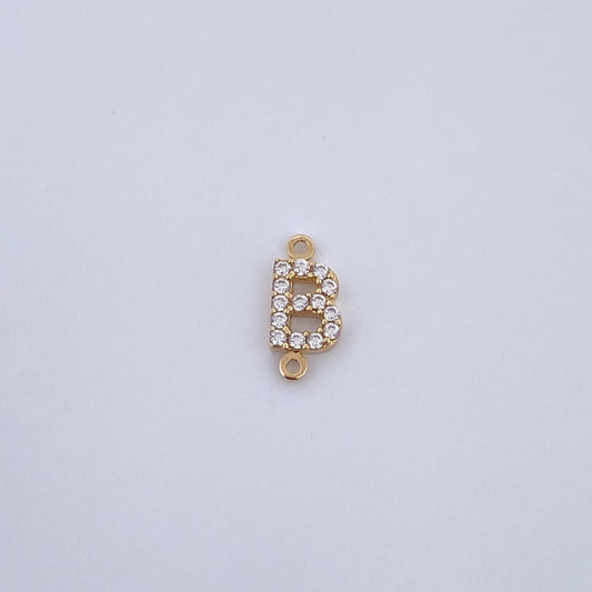 Herraje Letra B 0.5gr / 1cm / Circones Blancos Oro Amarillo 18K &