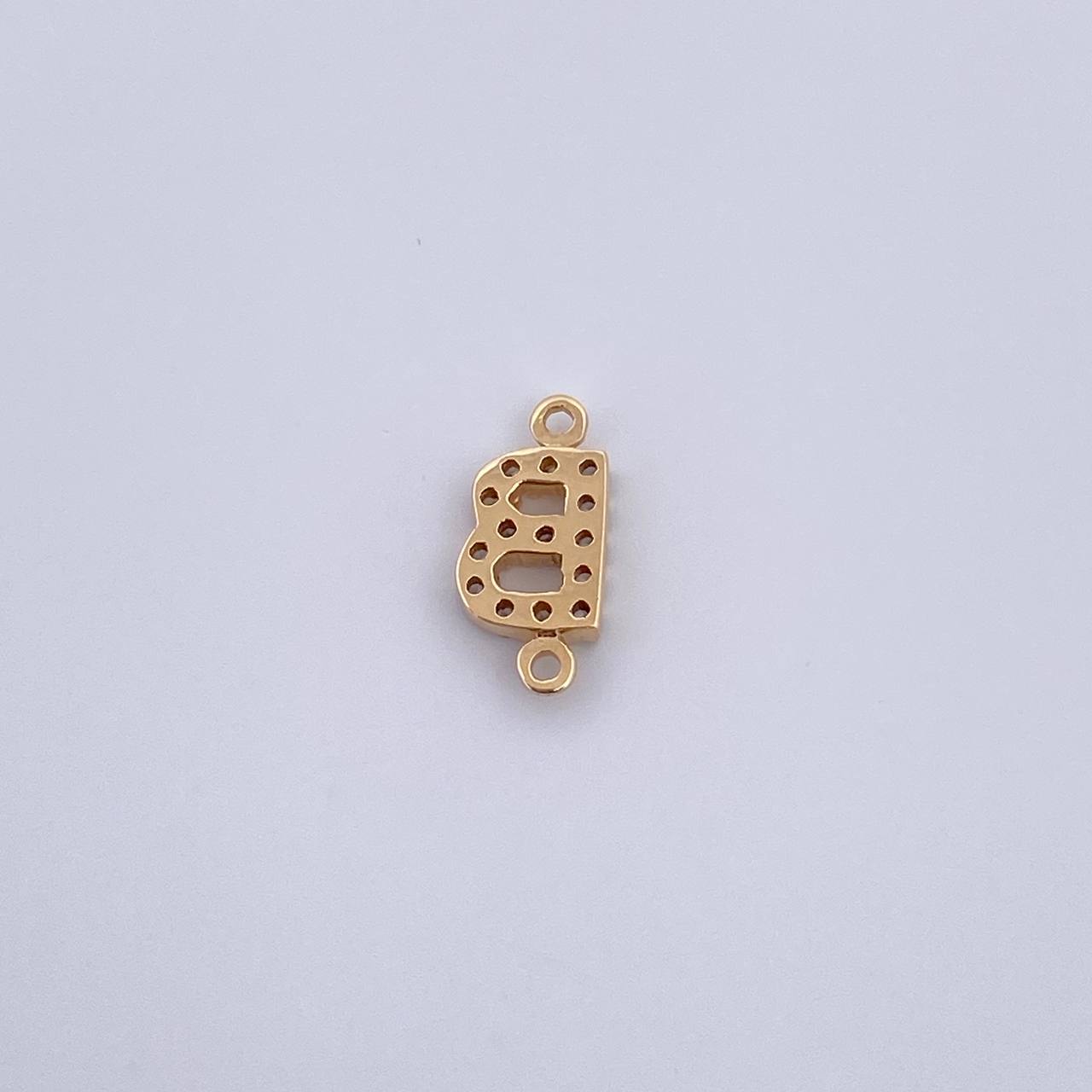 Herraje Letra B 0.5gr / 1cm / Circones Blancos Oro Amarillo 18K &