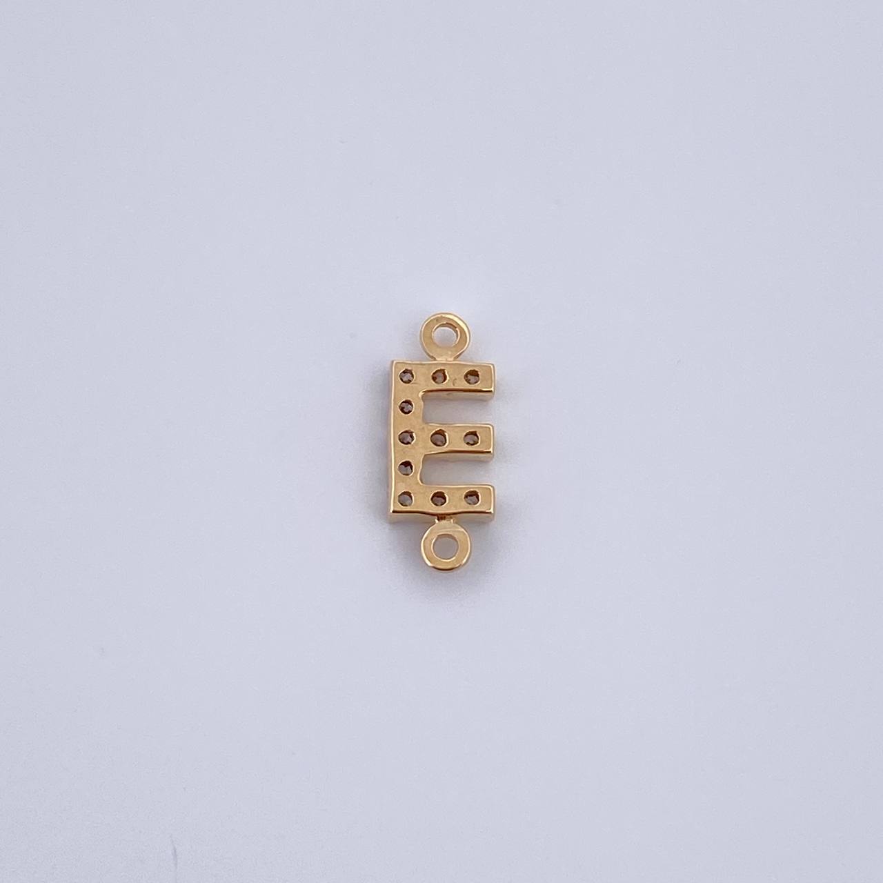 Herraje Letra E 0.4gr / 1cm / Circones Blancos Oro Amarillo 18K &