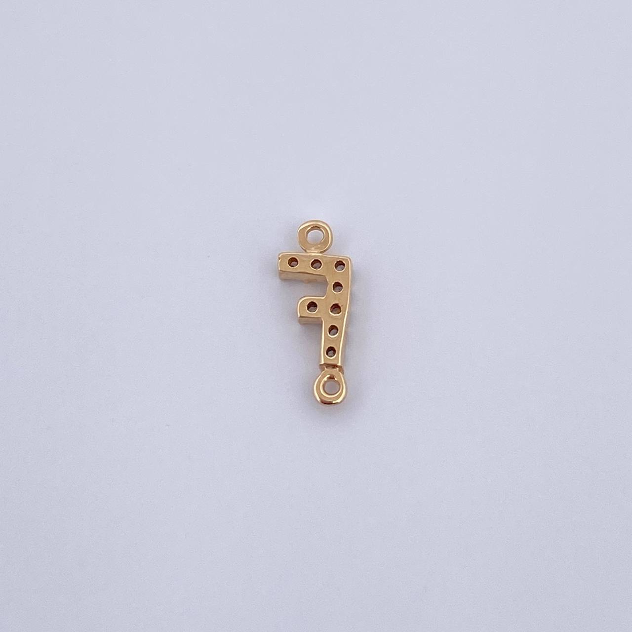 Herraje Letra F 0.3gr / 1cm / Circones Blancos Oro Amarillo 18K &