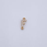 Herraje Letra F 0.3gr / 1cm / Circones Blancos Oro Amarillo 18K &