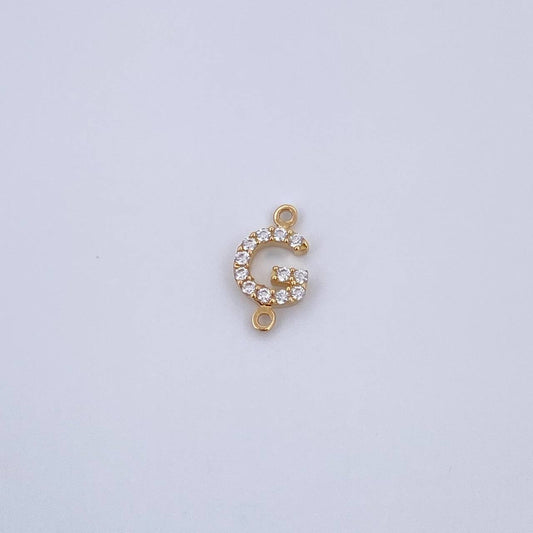 Herraje Letra G 0.45gr / 1cm / Circones Blancos Oro Amarillo 18K &
