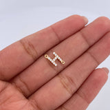 Herraje Letra H 0.5gr / 1cm / Circones Blancos Oro Amarillo 18K &