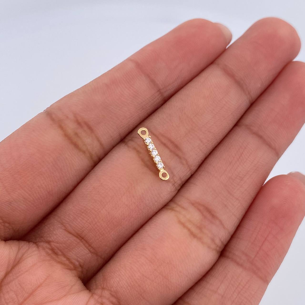 Herraje Letra I 0.2gr / 1cm / Circones Blancos Oro Amarillo 18K &