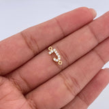 Herraje Letra J 0.35gr / 1cm / Circones Blancos Oro Amarillo 18K &