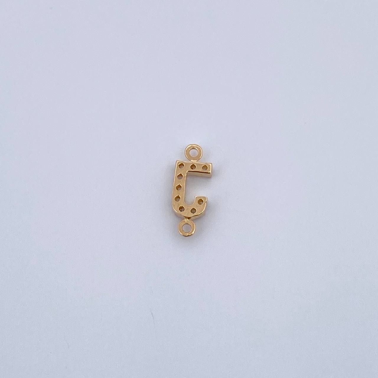 Herraje Letra J 0.35gr / 1cm / Circones Blancos Oro Amarillo 18K &