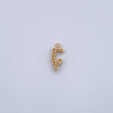Herraje Letra J 0.35gr / 1cm / Circones Blancos Oro Amarillo 18K &