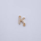 Herraje Letra K 0.5gr / 1cm / Circones Blancos Oro Amarillo 18K &
