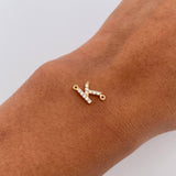 Herraje Letra K 0.5gr / 1cm / Circones Blancos Oro Amarillo 18K &