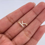 Herraje Letra K 0.5gr / 1cm / Circones Blancos Oro Amarillo 18K &