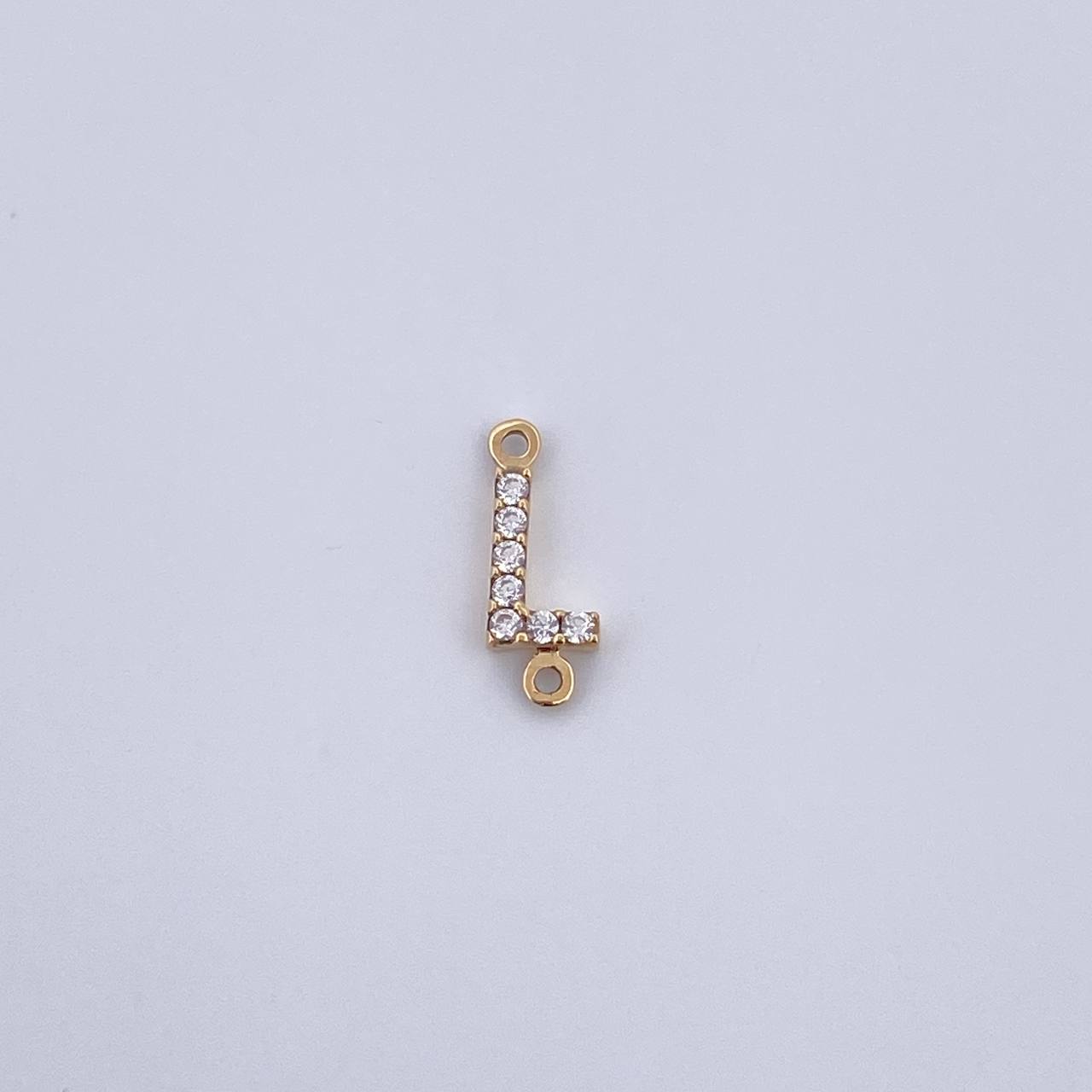 Herraje Letra L 0.25gr / 1cm / Circones Blancos Oro Amarillo 18K &