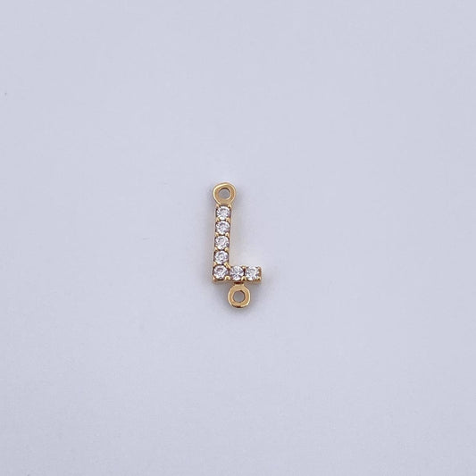 Herraje Letra L 0.25gr / 1cm / Circones Blancos Oro Amarillo 18K &