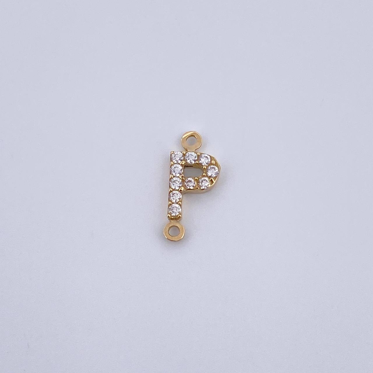 Herraje Letra P 0.35gr / 1cm / Circones Blancos Oro Amarillo 18K &