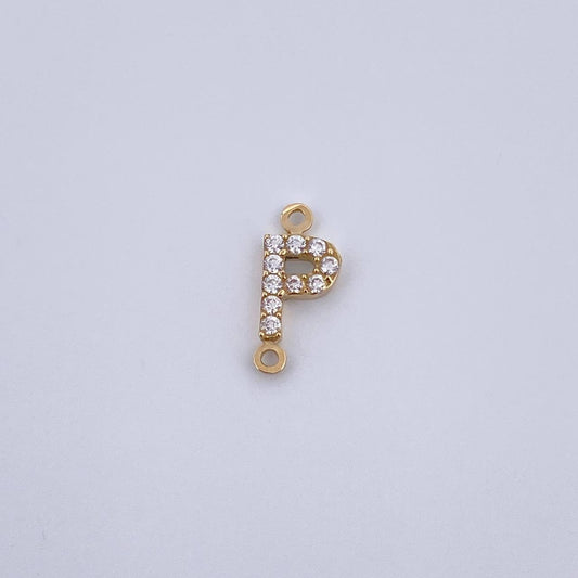 Herraje Letra P 0.35gr / 1cm / Circones Blancos Oro Amarillo 18K &