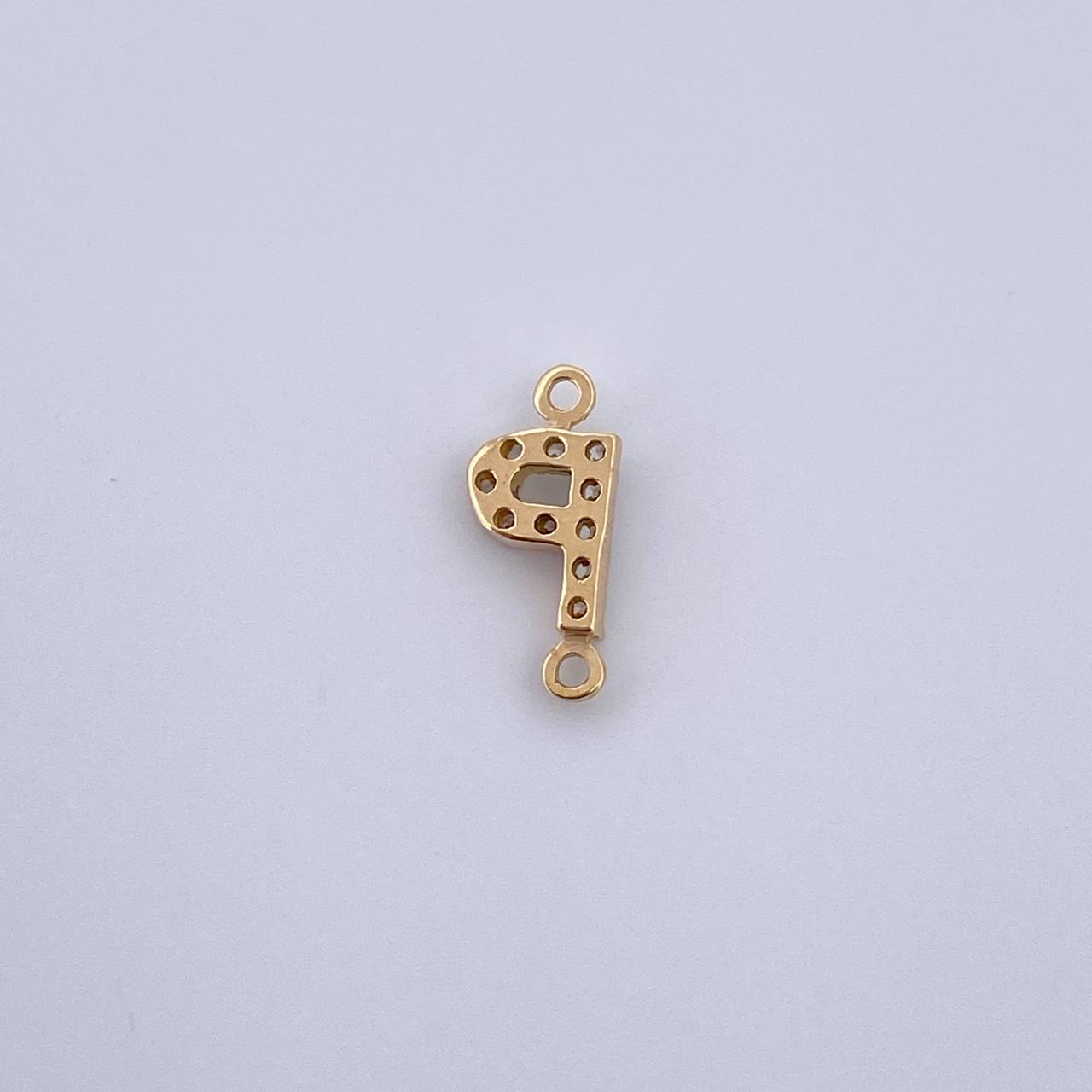 Herraje Letra P 0.35gr / 1cm / Circones Blancos Oro Amarillo 18K &