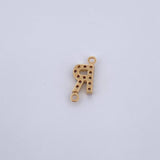 Herraje Letra R 0.4gr / 1cm / Circones Blancos Oro Amarillo 18K &