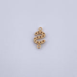 Herraje Letra S 0.4gr / 1cm / Circones Blancos Oro Amarillo 18K &