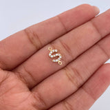 Herraje Letra S 0.4gr / 1cm / Circones Blancos Oro Amarillo 18K &
