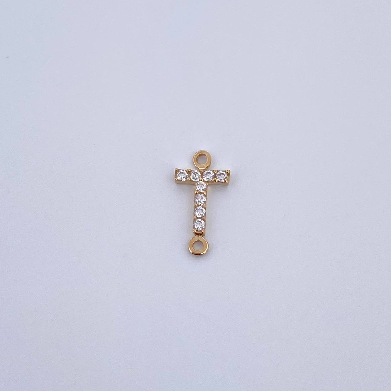 Herraje Letra T 0.25gr / 1cm / Circones Blancos Oro Amarillo 18K &