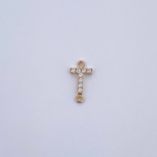 Herraje Letra T 0.25gr / 1cm / Circones Blancos Oro Amarillo 18K &