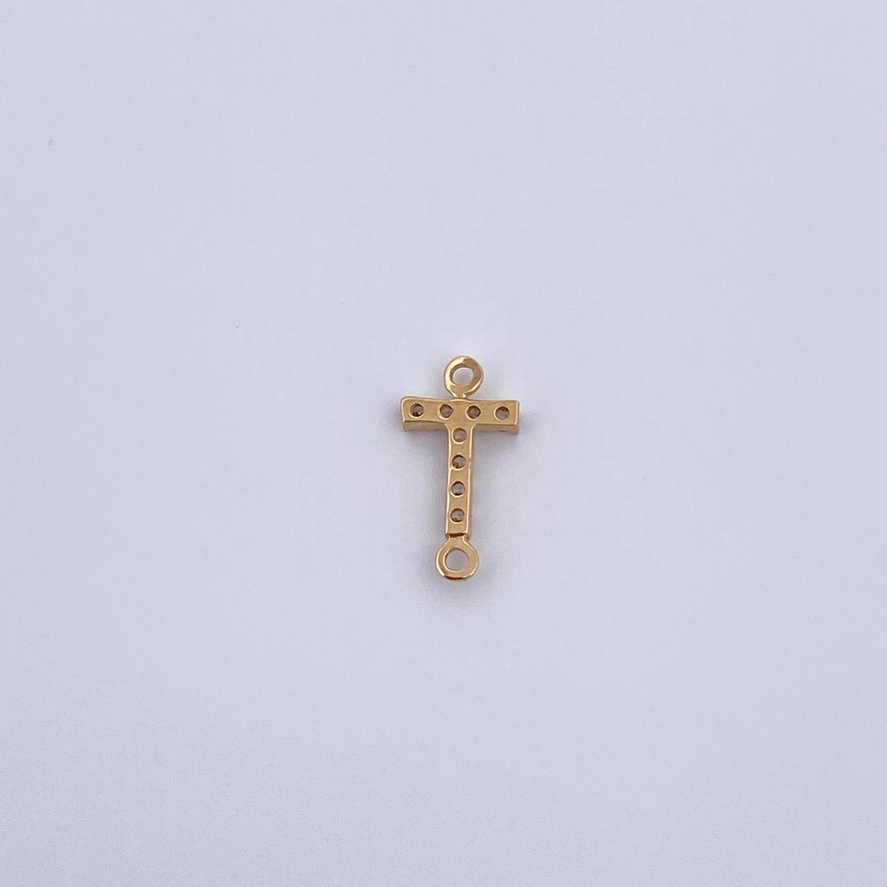 Herraje Letra T 0.25gr / 1cm / Circones Blancos Oro Amarillo 18K &