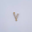Herraje Letra V 0.3gr / 1cm / Circones Blancos Oro Amarillo 18K &