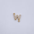 Herraje Letra W 0.5gr / 1cm / Circones Blancos Oro Amarillo 18K &