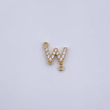 Herraje Letra W 0.5gr / 1cm / Circones Blancos Oro Amarillo 18K &