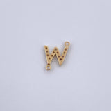 Herraje Letra W 0.55gr / 1cm / Circones Blancos Oro Amarillo 18K &