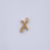 Herraje Letra X 0.35gr / 1cm / Circones Blancos Oro Amarillo 18K &