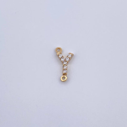 Herraje Letra Y 0.25gr / 1cm / Circones Blancos Oro Amarillo 18K &