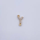 Herraje Letra Y 0.25gr / 1cm / Circones Blancos Oro Amarillo 18K &