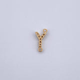 Herraje Letra Y 0.25gr / 1cm / Circones Blancos Oro Amarillo 18K &