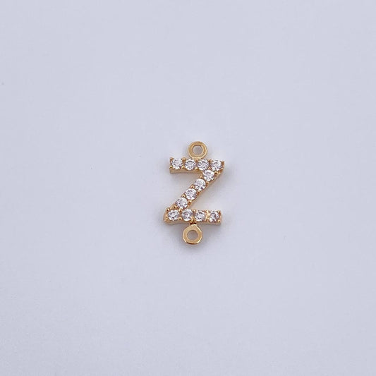 Herraje Letra Z 0.4gr / 1cm / Circones Blancos Oro Amarillo 18K &