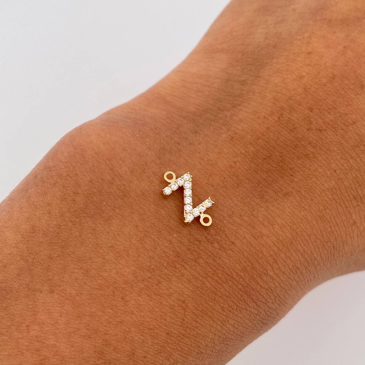 Herraje Letra Z 0.4gr / 1cm / Circones Blancos Oro Amarillo 18K &