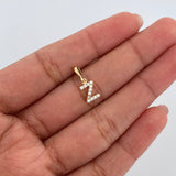 Dije Letra Z 0.55gr / 1.5cm / Circones Blancos Oro Amarillo 18K &