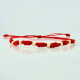 Pulsera Tejida Roja 7 Nudos 6 Und / 3Mm Oro Amarillo 18K