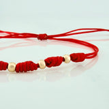 Pulsera Tejida Roja 7 Nudos 6 Und / 3Mm Oro Amarillo 18K