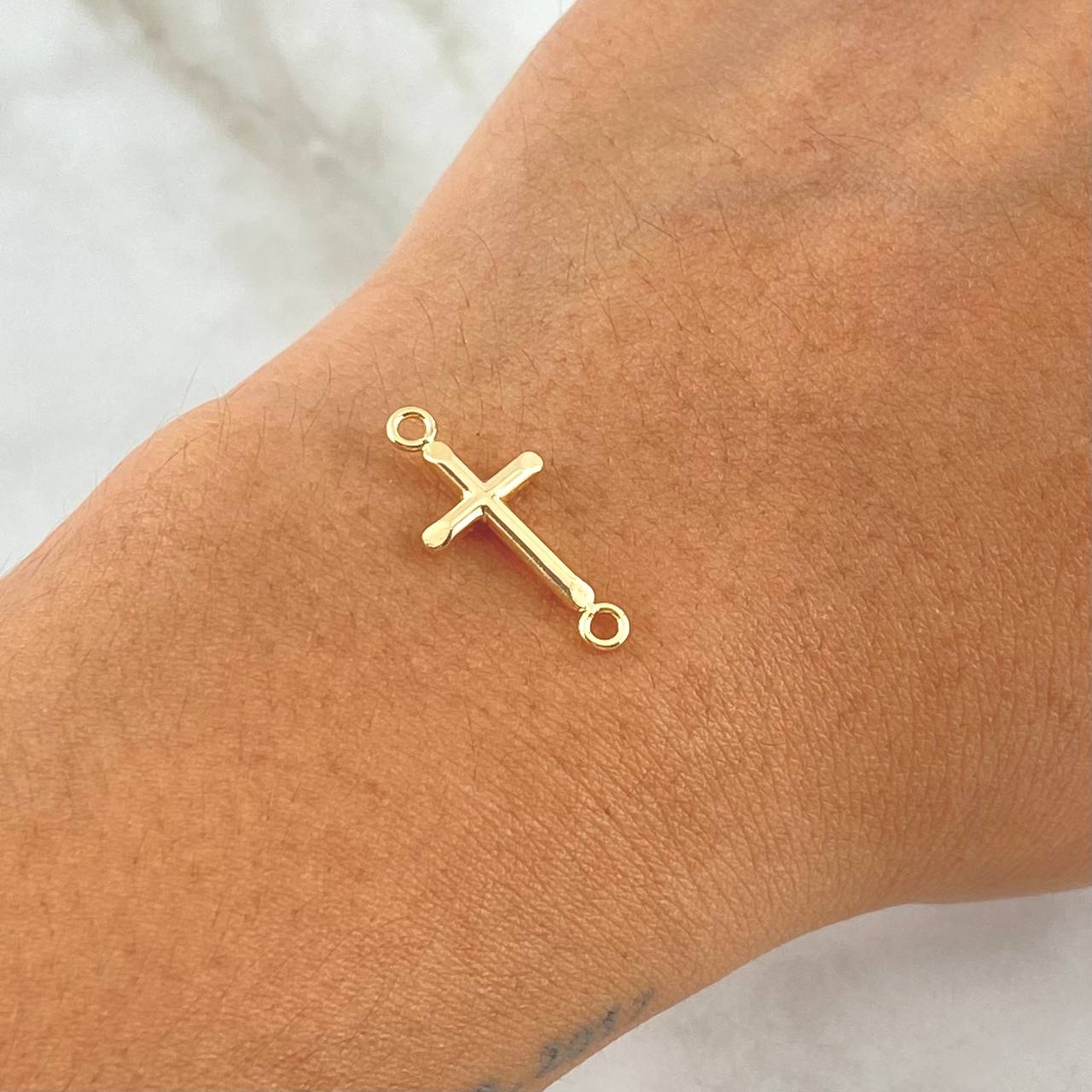 Herraje Cruz 0.35gr / 2cm / Lisa Oro Amarillo 18K
