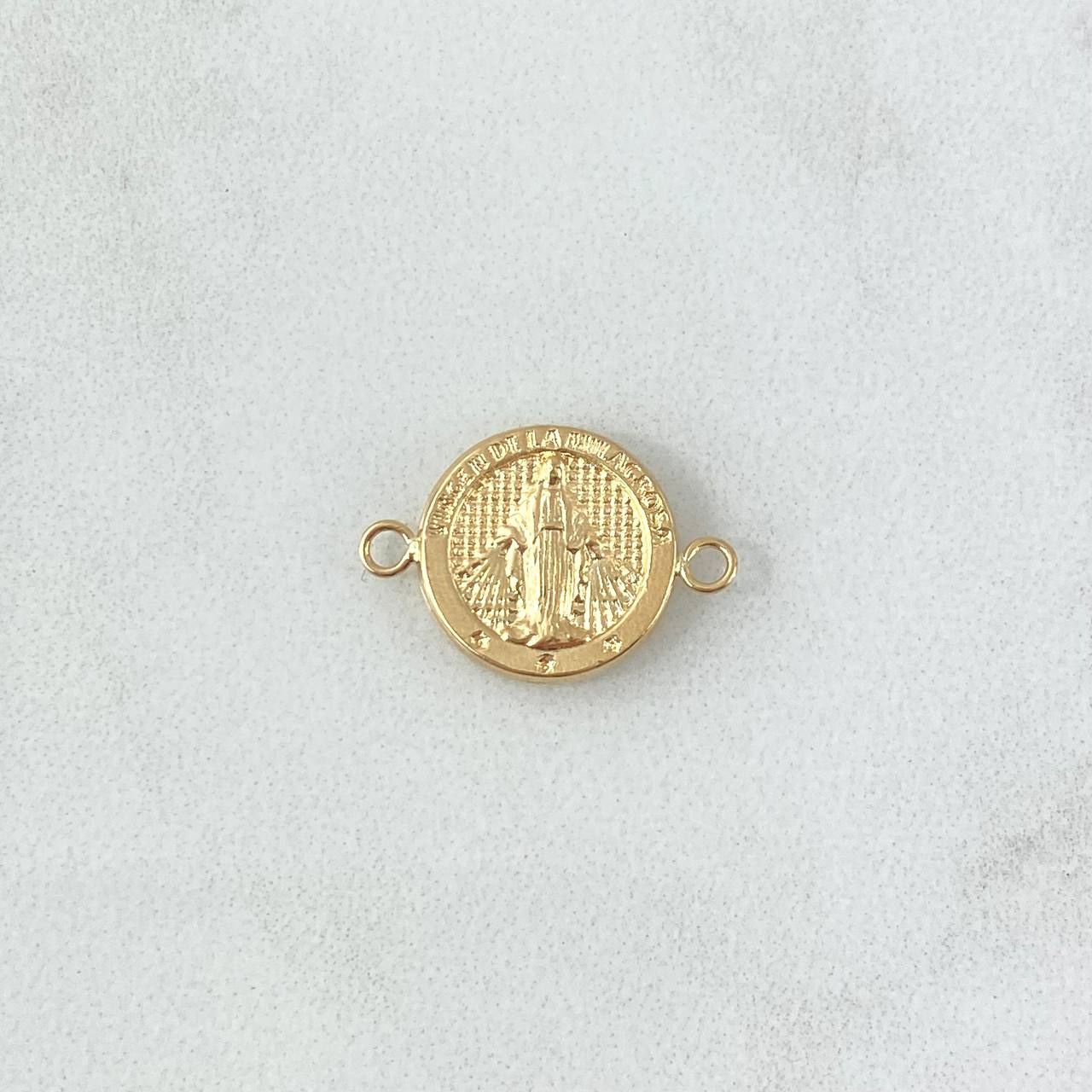 Herraje Virgen Milagrosa 0.8gr / 1.2cm-1.8cm / Circulo Texturizado Oro Amarillo 18K ©