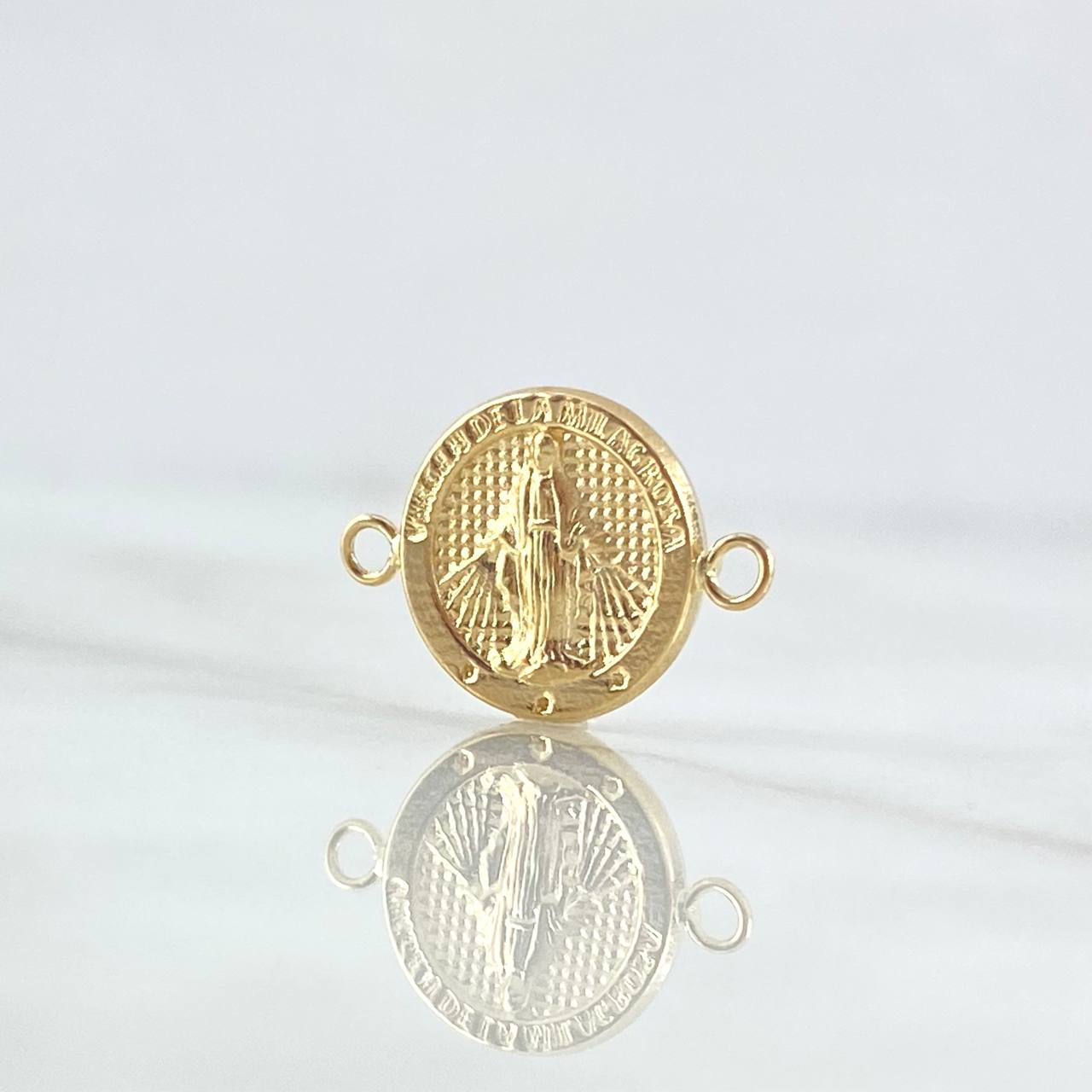 Herraje Virgen Milagrosa 0.8gr / 1.2cm-1.8cm / Circulo Texturizado Oro Amarillo 18K ©