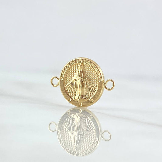 Herraje Virgen Milagrosa 0.8gr / 1.2cm / Circulo Texturizado Oro Amarillo 18K