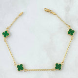 Pulso Treból Espiga VCyA 2.65gr / 19cm / 1.4mm Resina Verde Oro Amarillo Nac.Esp. 18K