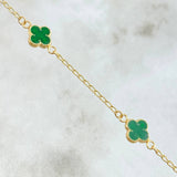 Pulso Treból Espiga VCyA 2.65gr / 19cm / 1.4mm Resina Verde Oro Amarillo Nac.Esp. 18K