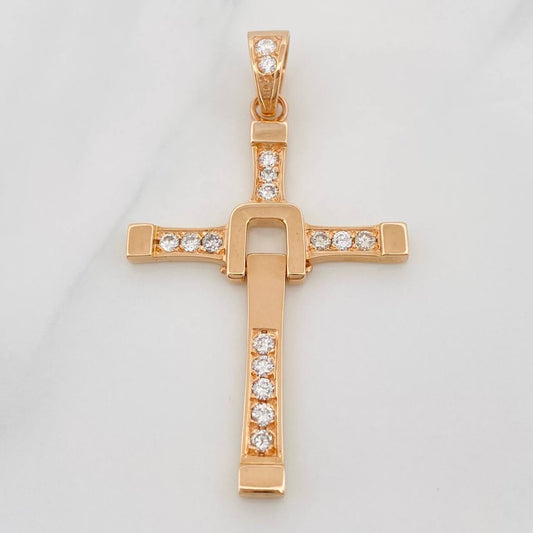 Dije Cruz Articulada Diamantes 36pts 8.25g / 5.5cm Oro Amarillo 18K