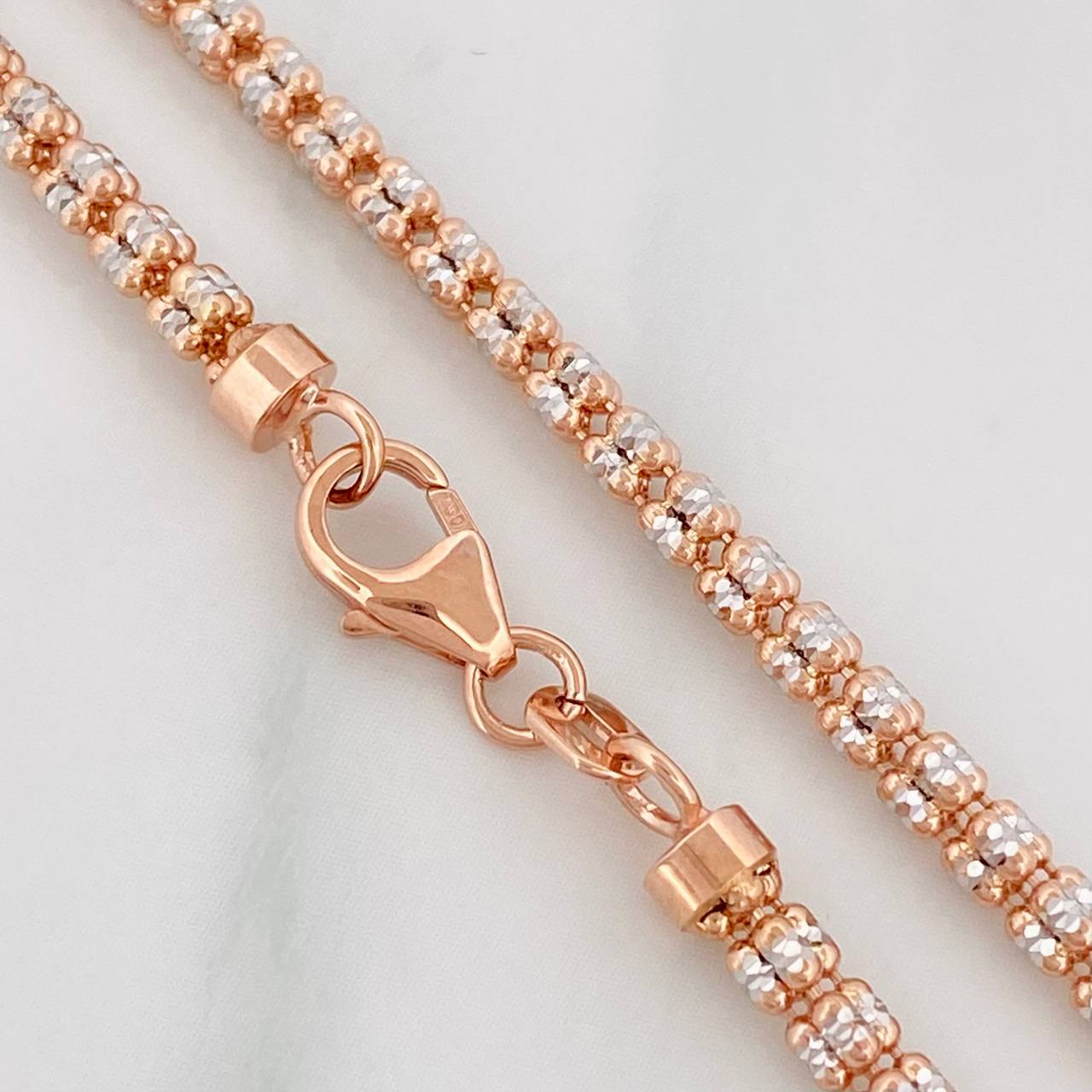Cadena Ice 11.95g / 60cm / 2.4mm Dos Oros Blanco Rosa 18K