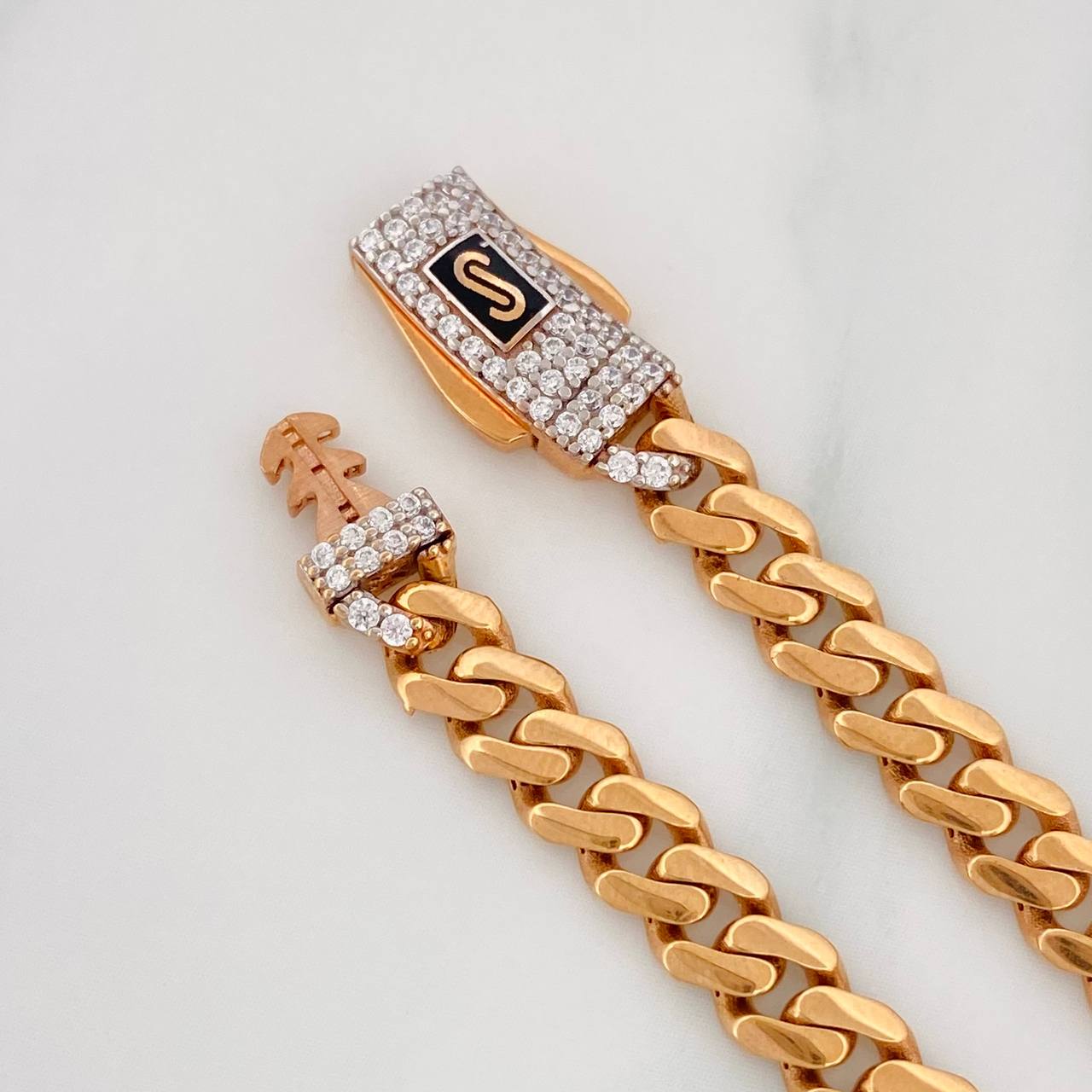 Cadena Monaco 19.5g / 60cm / 2.4mm Dos Oros Blanco Rosa 18K